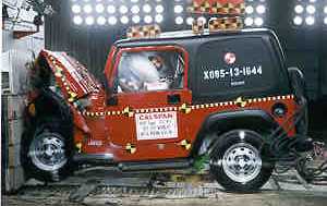 NCAP 1997 Jeep Wrangler front crash test photo