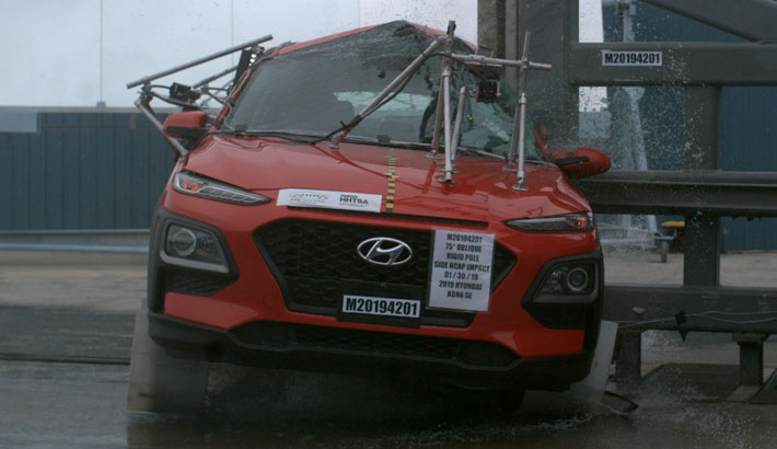 NCAP 2019 Hyundai Kona side pole crash test photo