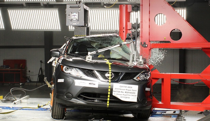 NCAP 2020 Nissan Rogue side pole crash test photo