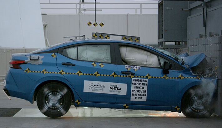 NCAP 2020 Nissan Versa front crash test photo