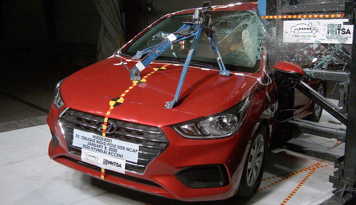 2020 Hyundai Accent Side Pole Crash Test