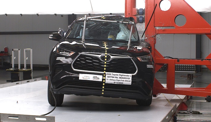2020 Toyota Highlander Hybrid Side Pole Crash Test
