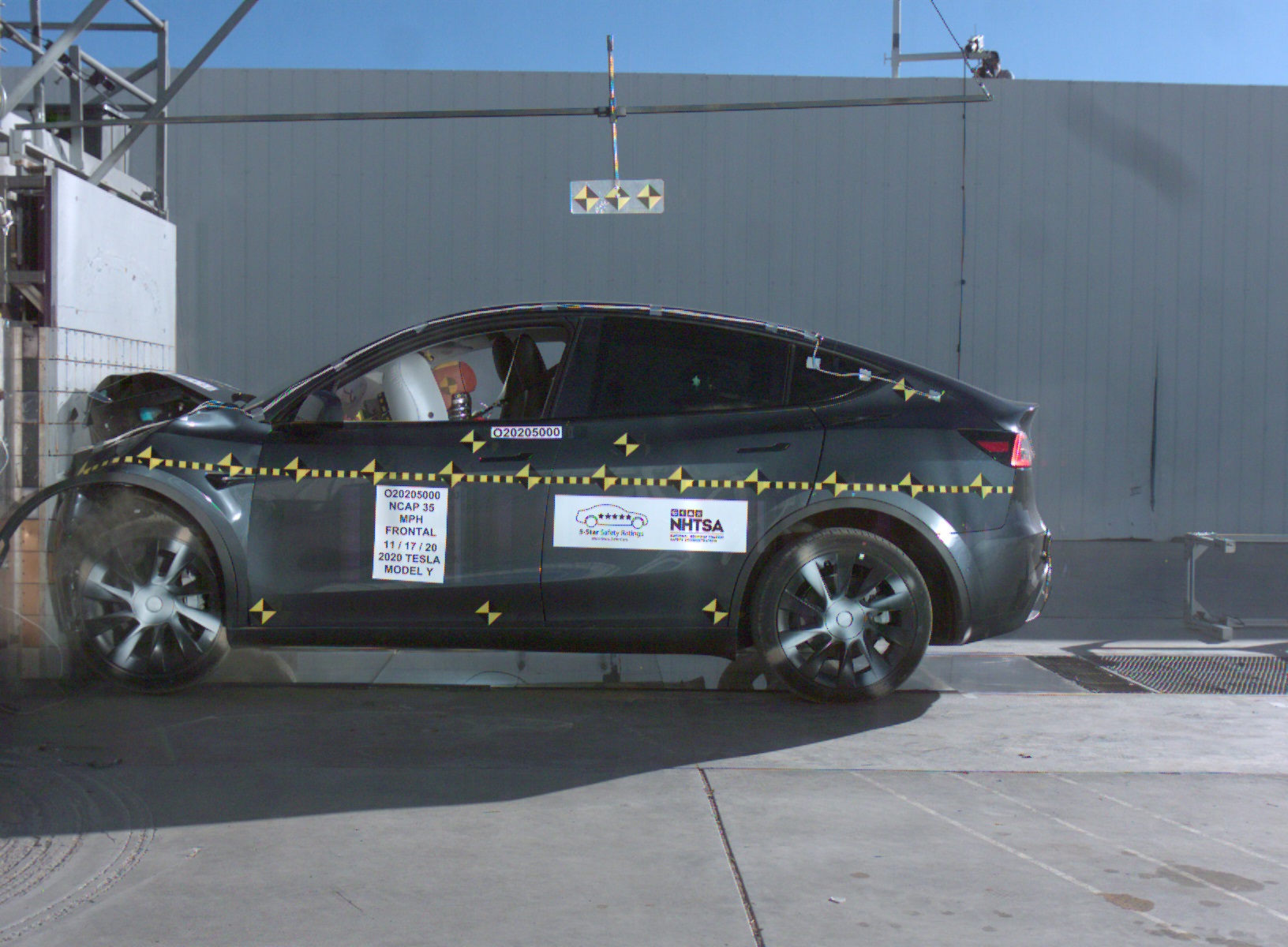 NCAP 2020 Tesla Model Y front crash test photo