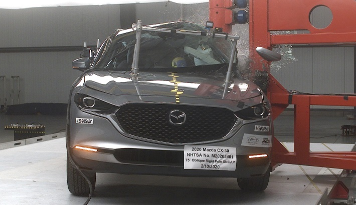 NCAP 2021 Mazda CX-30 side pole crash test photo