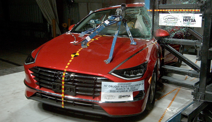 2021 Hyundai Sonata Hybrid Side Pole Crash Test