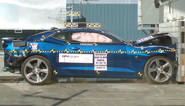 NHTSA crash-test photo, 2023 Chevrolet Camaro LT1 without Recaro 2 DR RWD