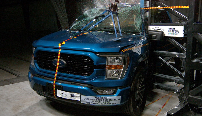 NCAP 2026 Ford F-150 side pole crash test photo